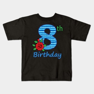 8th Floral - 8th Birthday - Flower - Floral - Birthday Party gift T-Shirt Kids T-Shirt